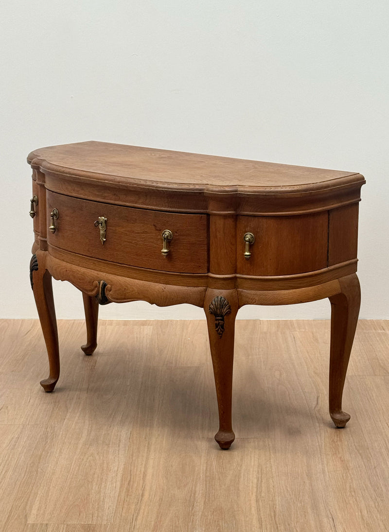 Scalloped front Oak Console Table, Scandinavian 1950's
