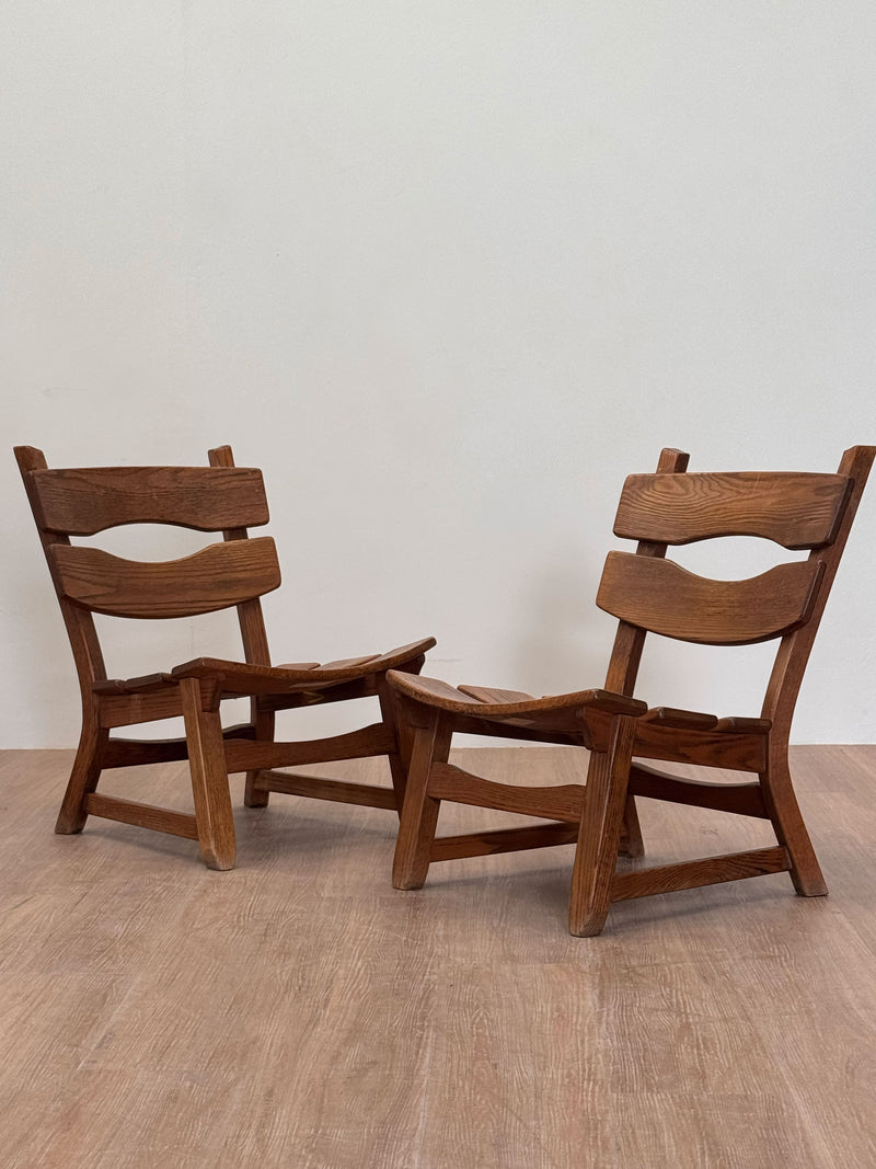 Brutalist Oak Chairs by Dittmann & Co, Netherlands, 1960's