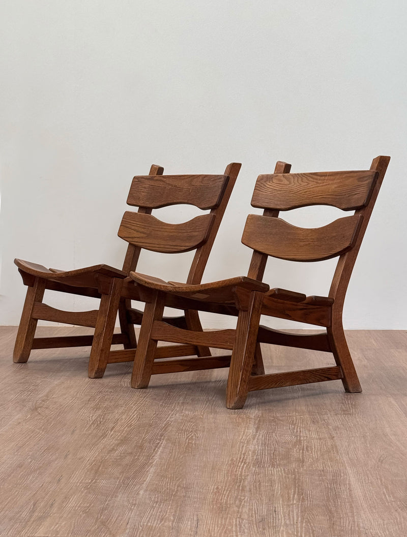 Brutalist Oak Chairs by Dittmann & Co, Netherlands, 1960's