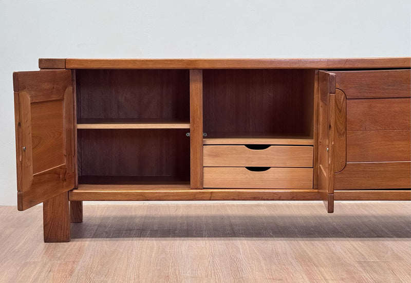 Maison Regain Solid Elm Sideboard, France, 1970's
