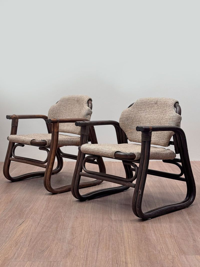 Pair of Bamboo Armchairs, Danish 1970's