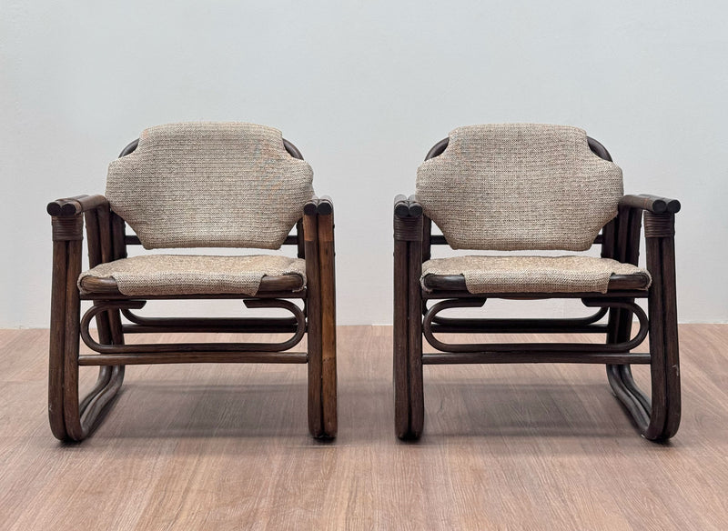Pair of Bamboo Armchairs, Danish 1970's