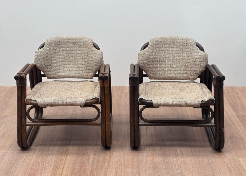Pair of Bamboo Armchairs, Danish 1970's