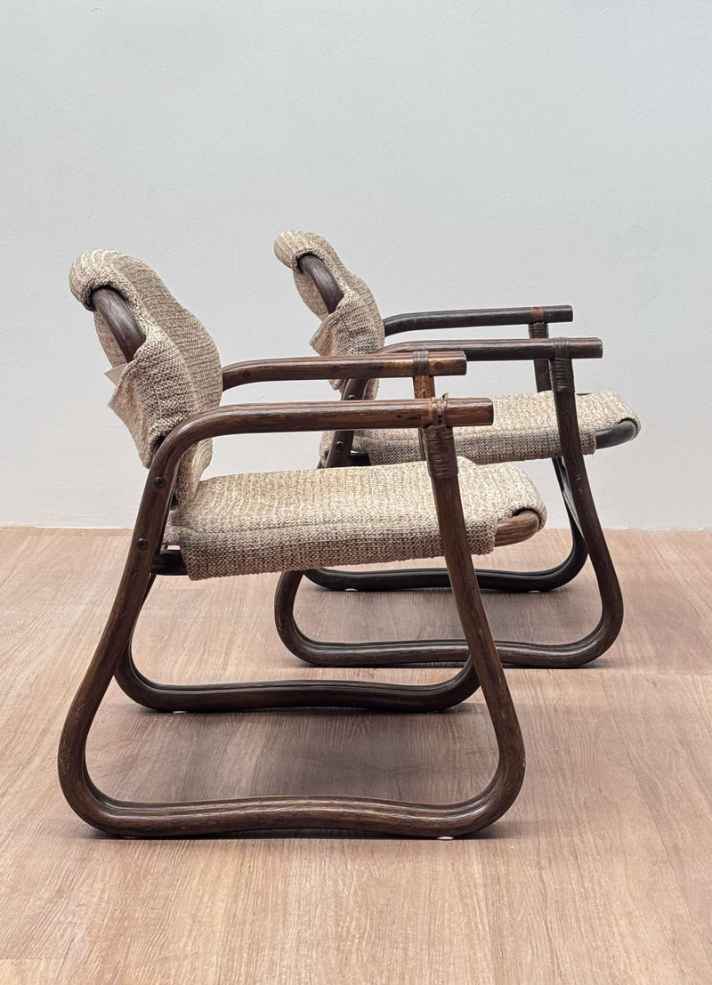 Pair of Bamboo Armchairs, Danish 1970's