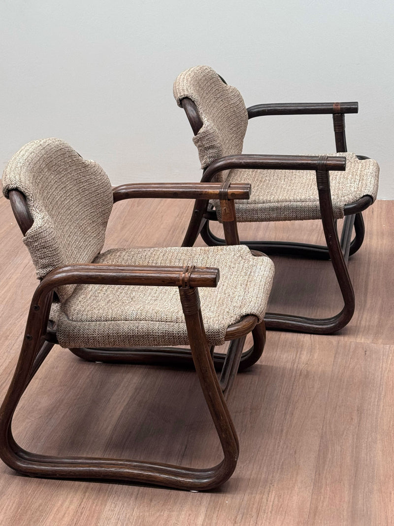 Pair of Bamboo Armchairs, Danish 1970's