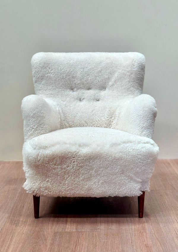 Vintage Lambswool Sheepskin Chair, Danish 1950's