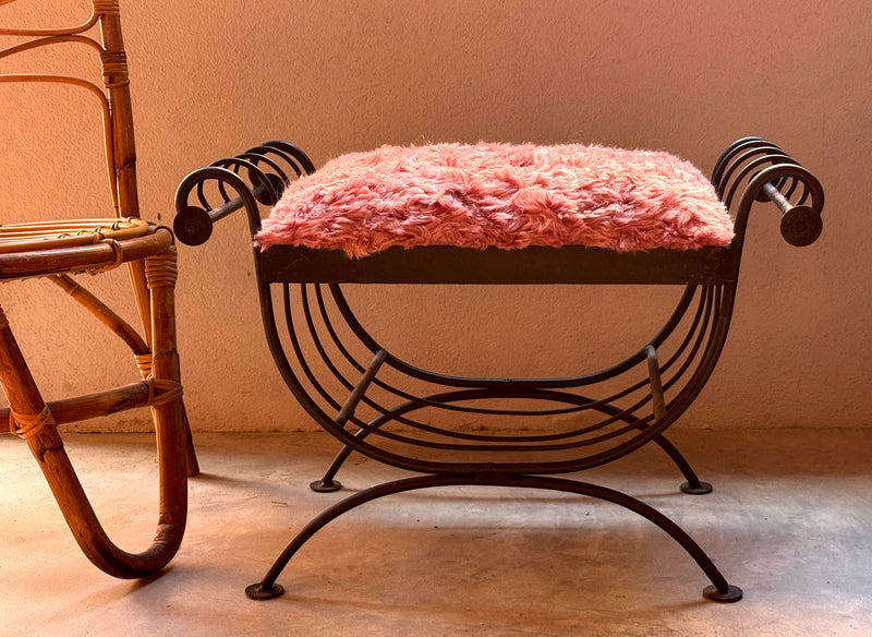 Wrought Iron Scroll Tabourets, France 1950's