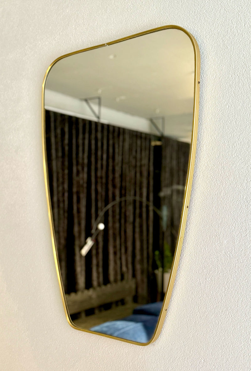 Brass Tapered Mirror, Italian 1950's