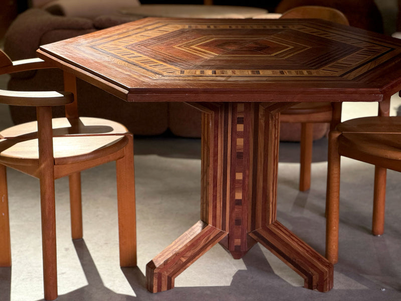 Layered wood table hand crafted by Monasteri, Italy c20th C