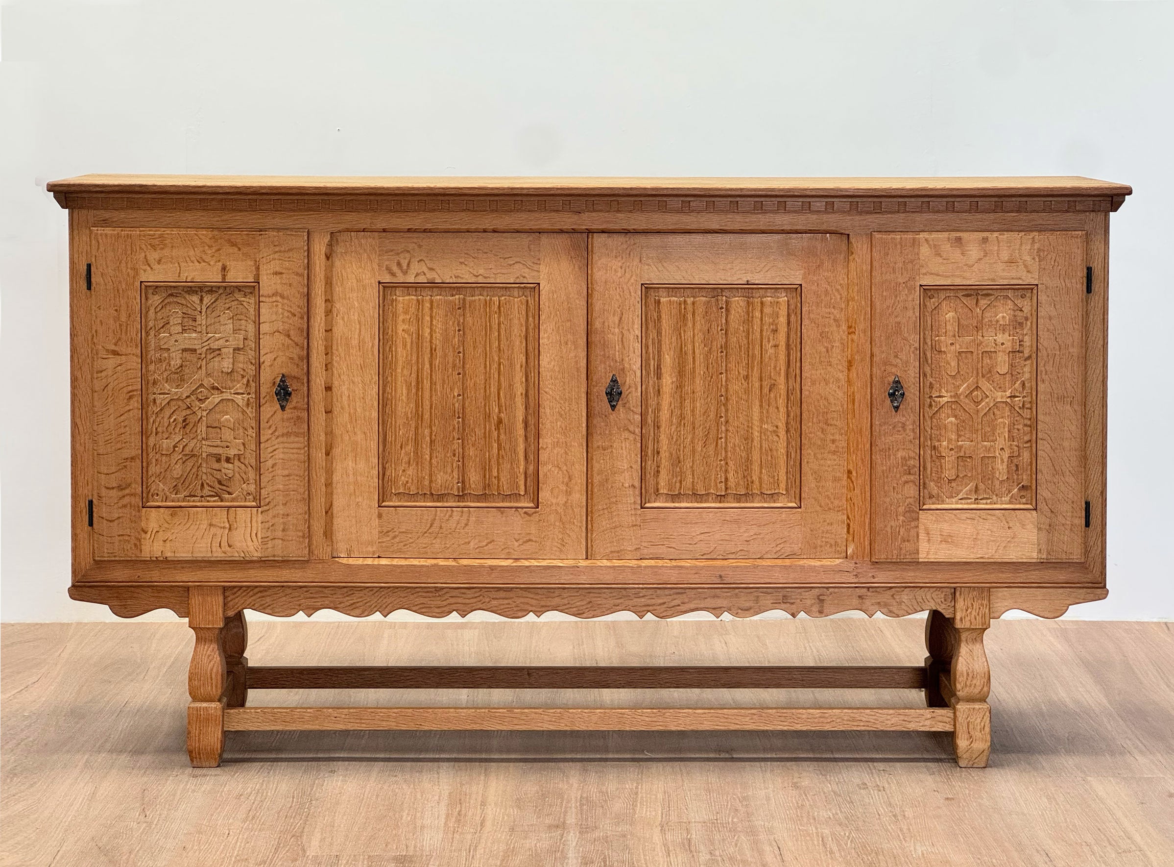 Henning Kjaernulf Light Oak Tambour-Door Cabinet, Denmark, 1960's