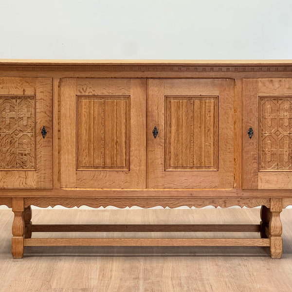 Henning Kjaernulf Light Oak Tambour-Door Cabinet, Denmark, 1960's