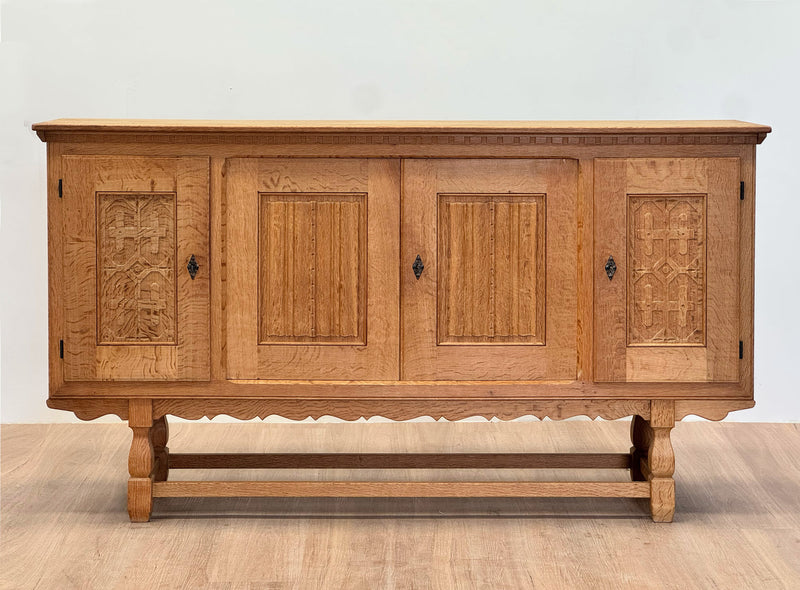 Henning Kjaernulf Light Oak Tambour-Door Cabinet, Denmark, 1960's