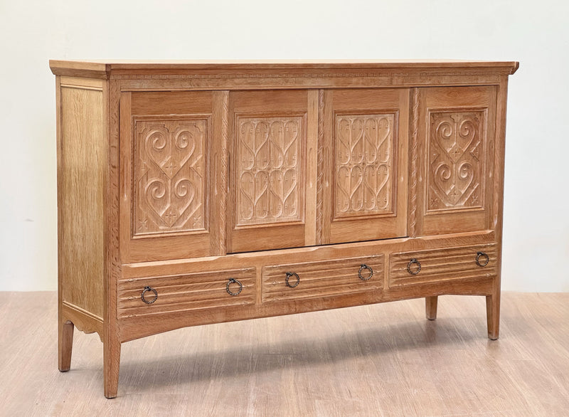 Hand Carved Oak Danish Cabinet, 1940's
