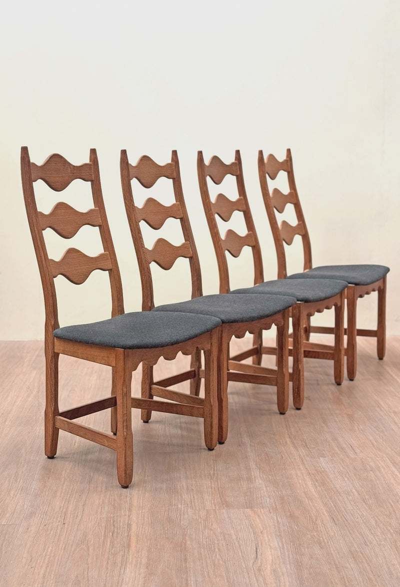 Henning Kjærnulf Ladder Razor Dining Chairs, Denmark, 1960s