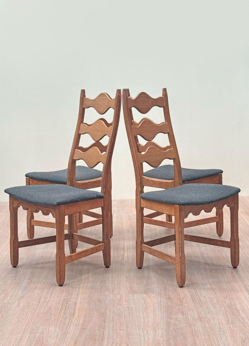 Henning Kjærnulf Ladder Razor Dining Chairs, Denmark, 1960s