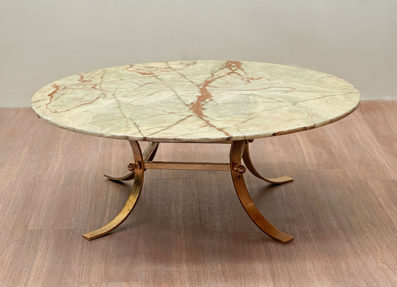Onyx & Brass Coffee Table, Scandinavian, 1970's