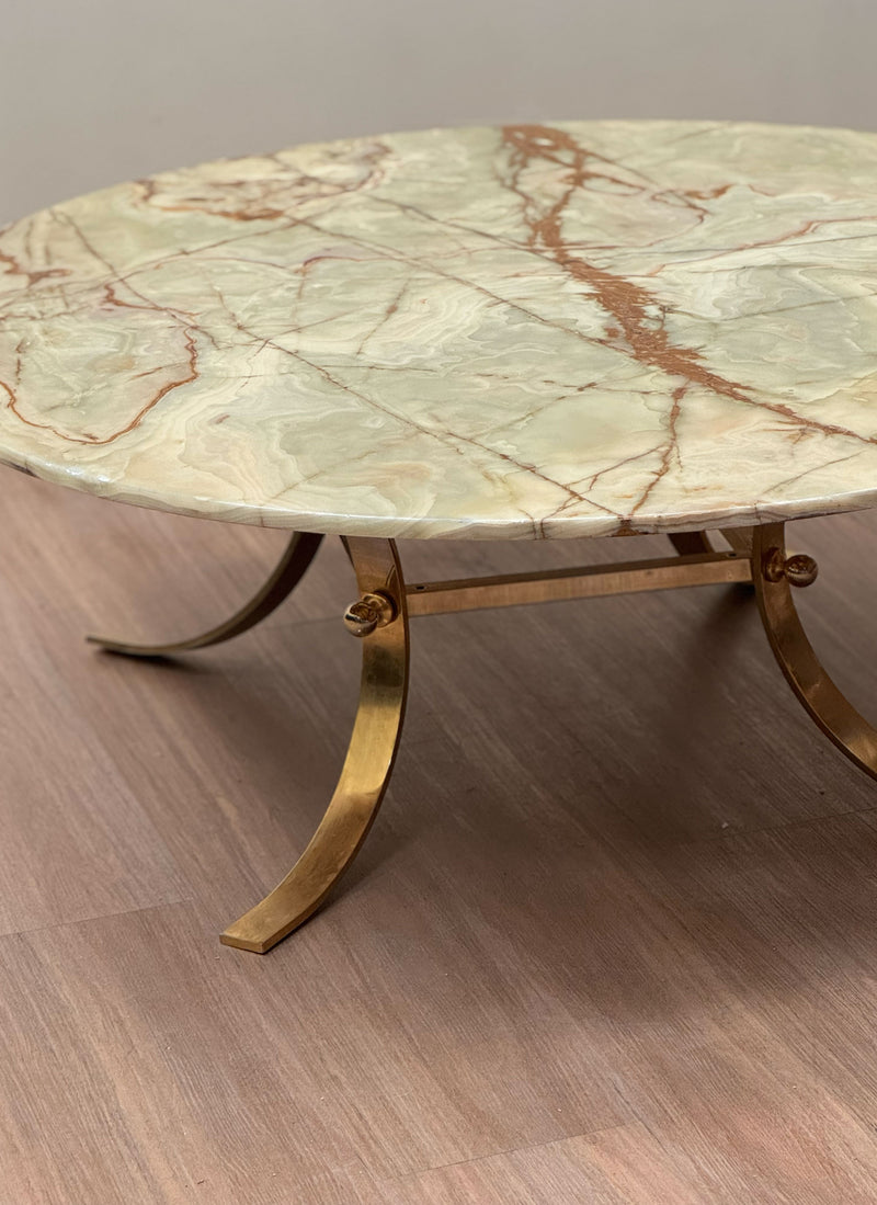 Onyx & Brass Coffee Table, Scandinavian, 1970's