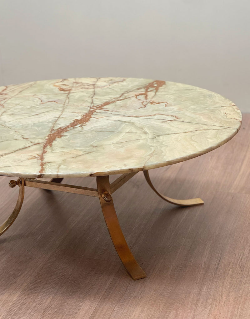 Onyx & Brass Coffee Table, Scandinavian, 1970's