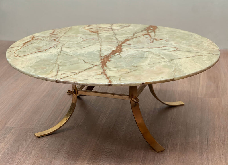 Onyx & Brass Coffee Table, Scandinavian, 1970's