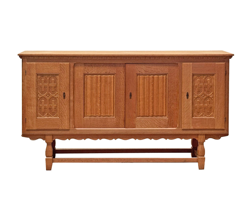 Henning Kjaernulf Oak Tambour-Door Cabinet, Denmark, 1960's