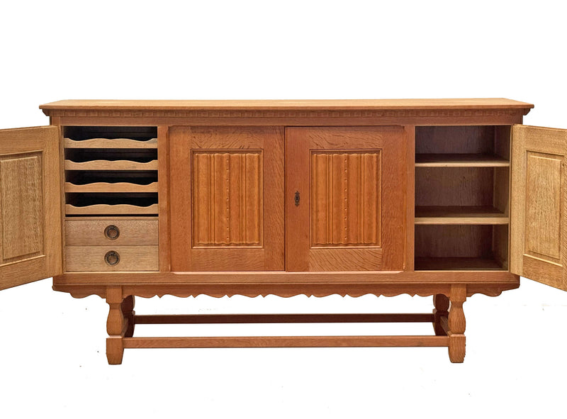 Henning Kjaernulf Oak Tambour-Door Cabinet, Denmark, 1960's