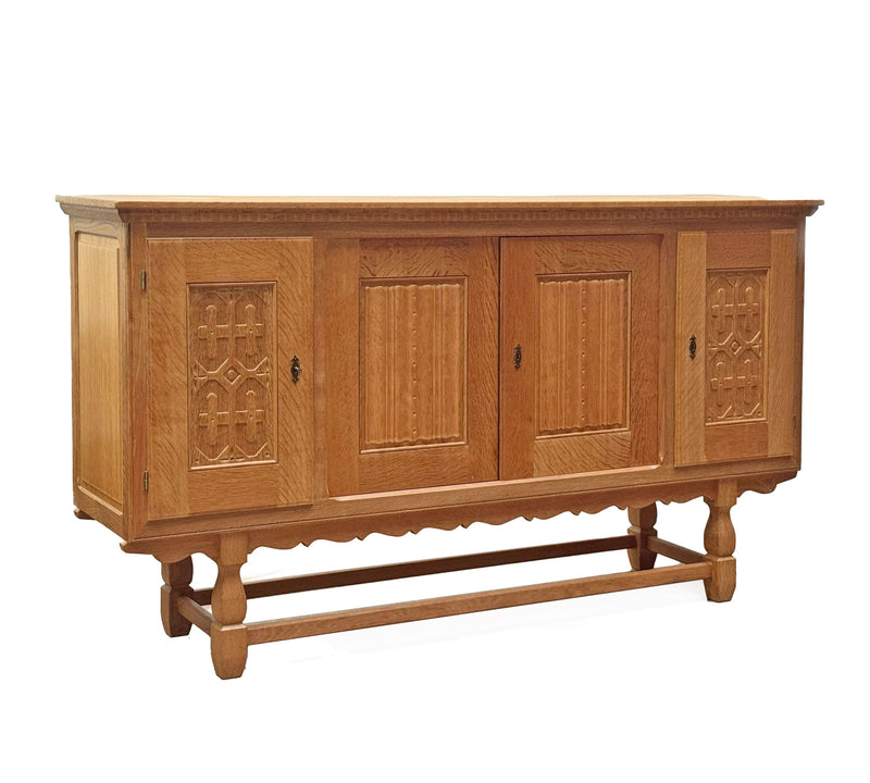 Henning Kjaernulf Oak Tambour-Door Cabinet, Denmark, 1960's