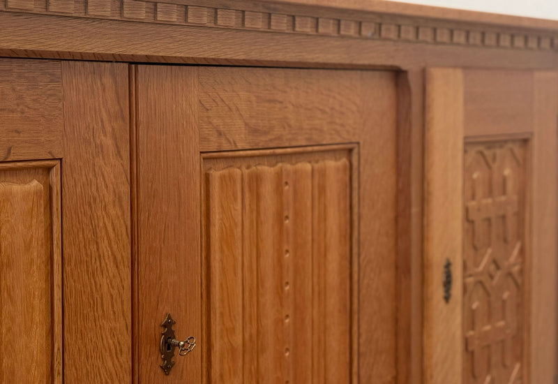Henning Kjaernulf Oak Tambour-Door Cabinet, Denmark, 1960's