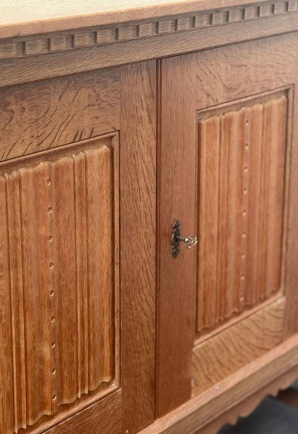 Henning Kjaernulf Oak Tambour-Door Cabinet, Denmark, 1960's