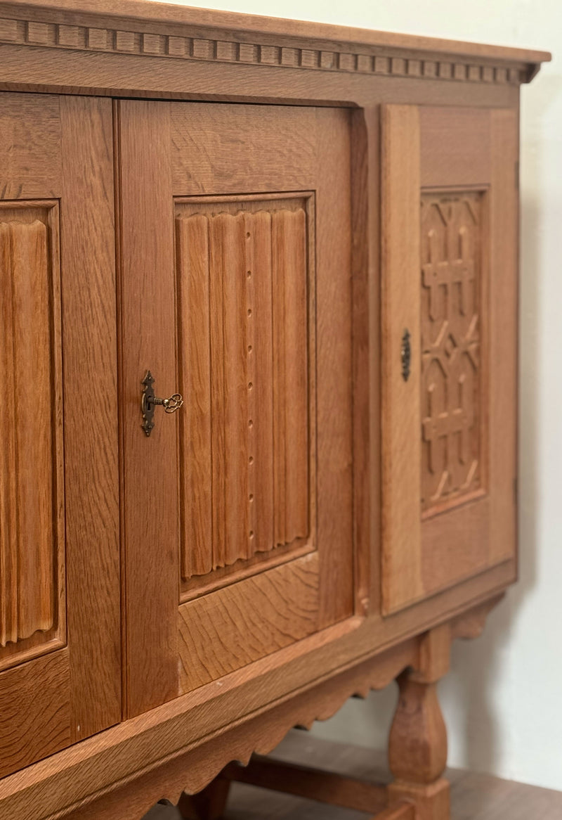 Henning Kjaernulf Oak Tambour-Door Cabinet, Denmark, 1960's
