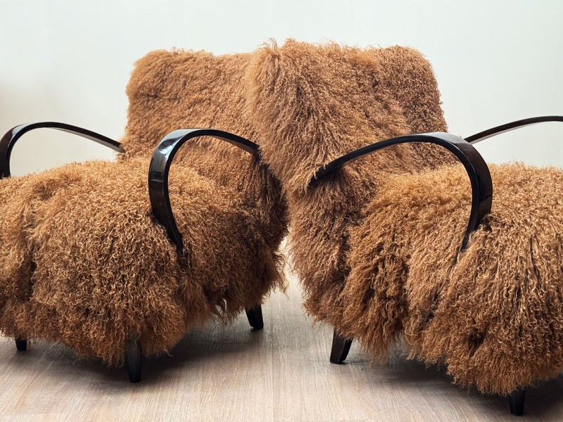Custom-Tailored Tibetan fur Armchairs, 1940's