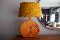 Circular Wooden Table Lamp, Danish 70's