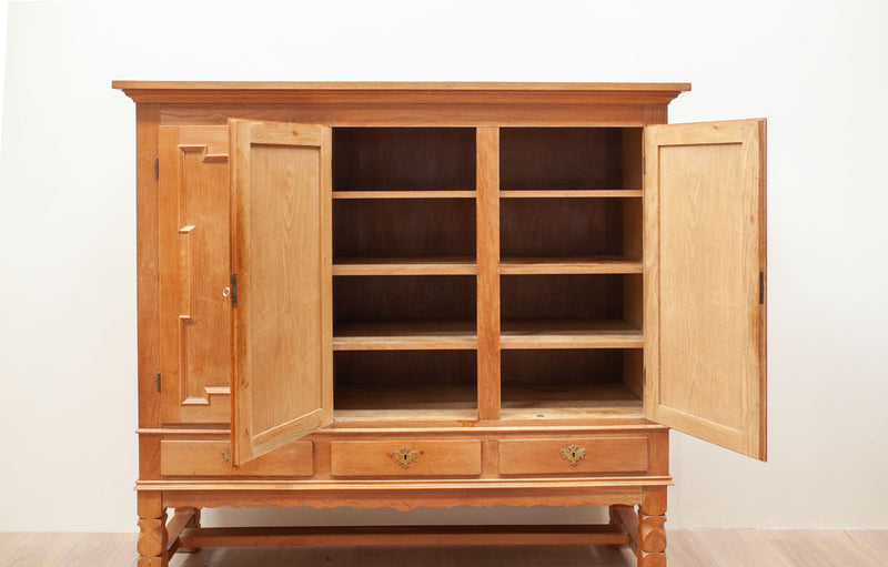 Golden Oak Brutalist Sideboard, Danish 1960's