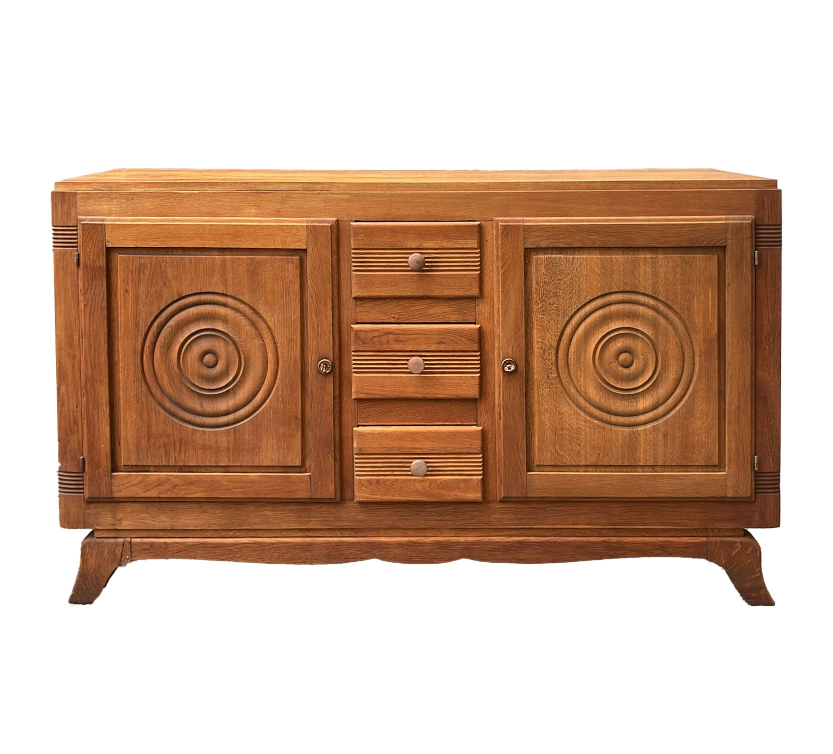 Sculptural Art Deco Oak Sideboard, France, c.1930s