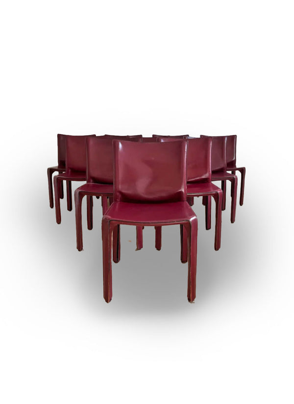 'CAB' Chairs In Burgundy Leather By Mario Bellini For Cassina, Italy