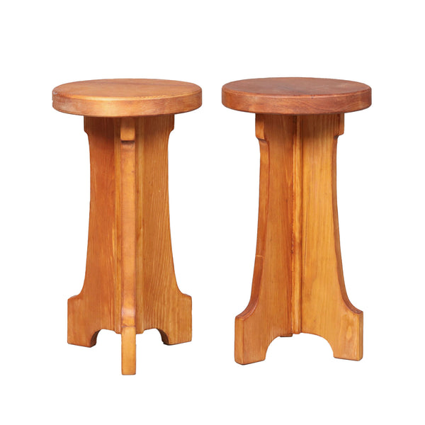 Pair of Pine Scandinavian Stools, 1900's