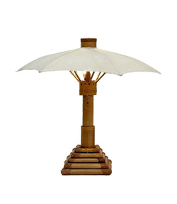 Pair of Bamboo Parasol Lamps, French 1970's