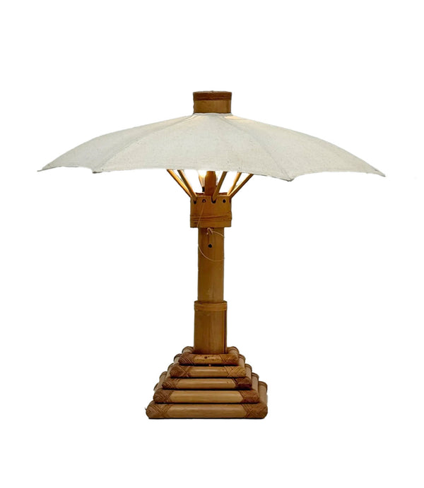 Pair of Bamboo Parasol Lamps, French 1970's