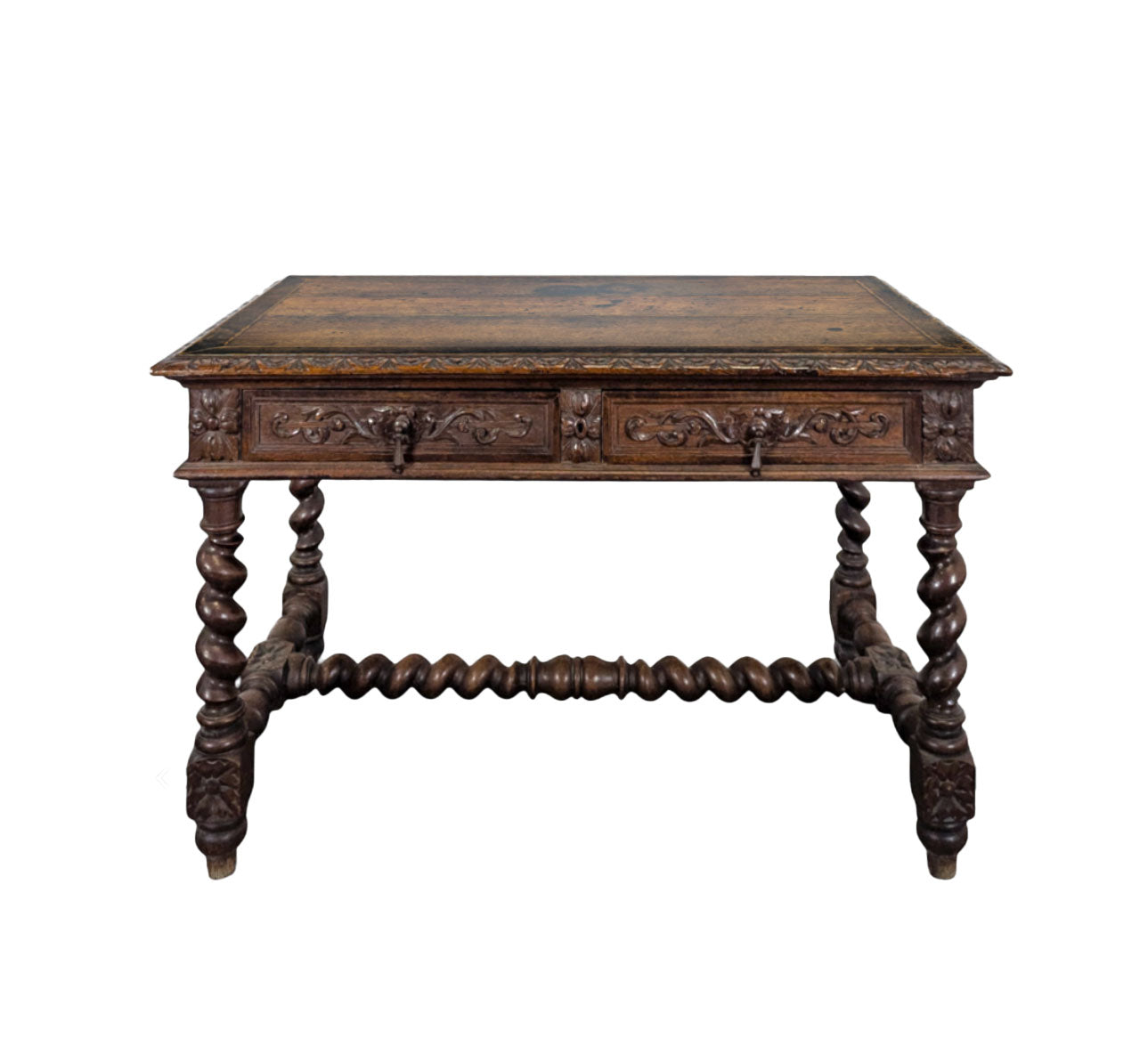 French Louis XIII style Carved Oak Desk 19thC