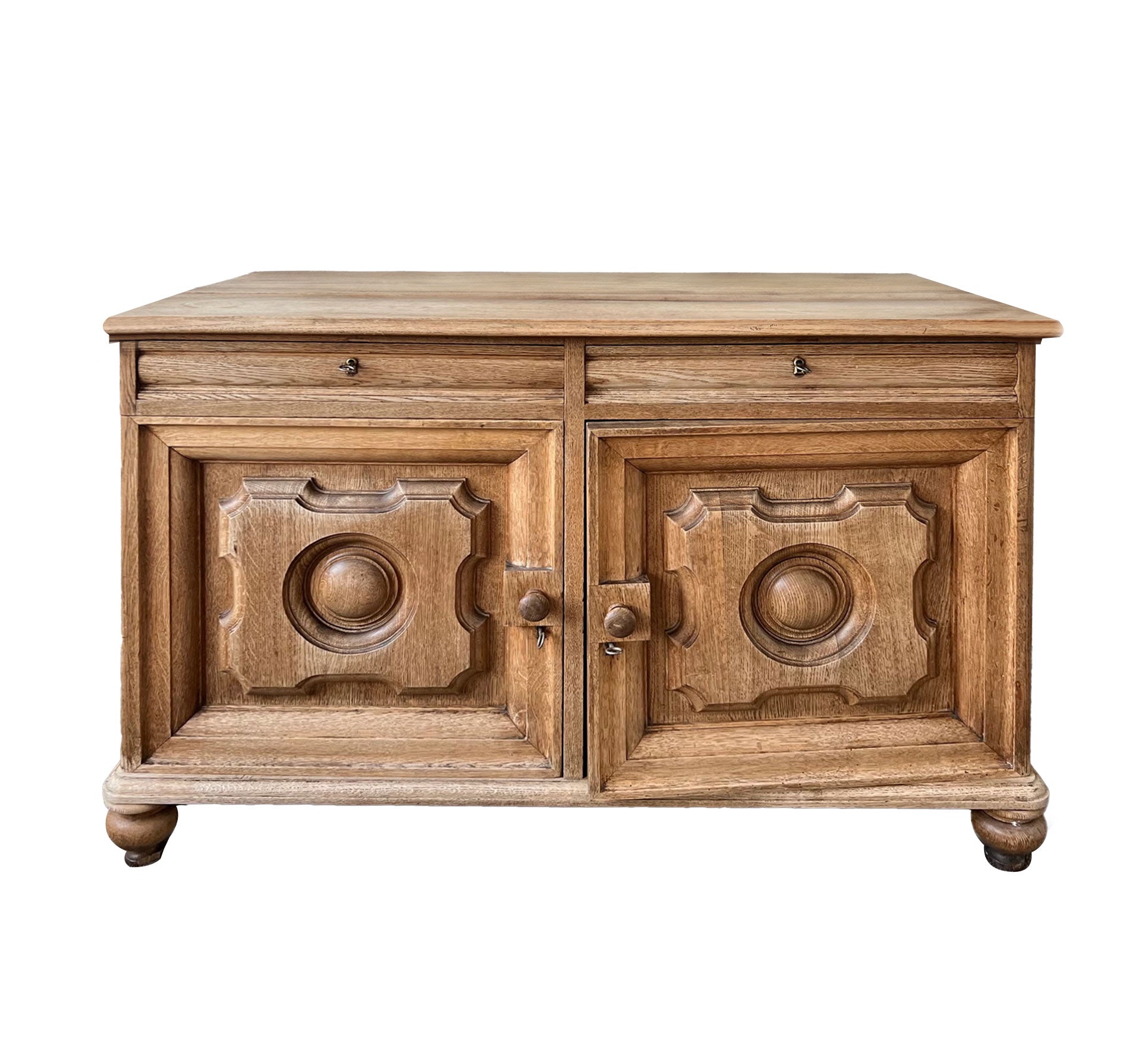French Provincial Solid Oak Sideboard, 19th C