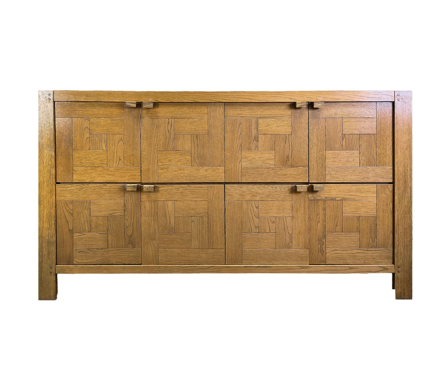 Belgian Graphic High Oak Cabinet by Frans Defour, 1970's