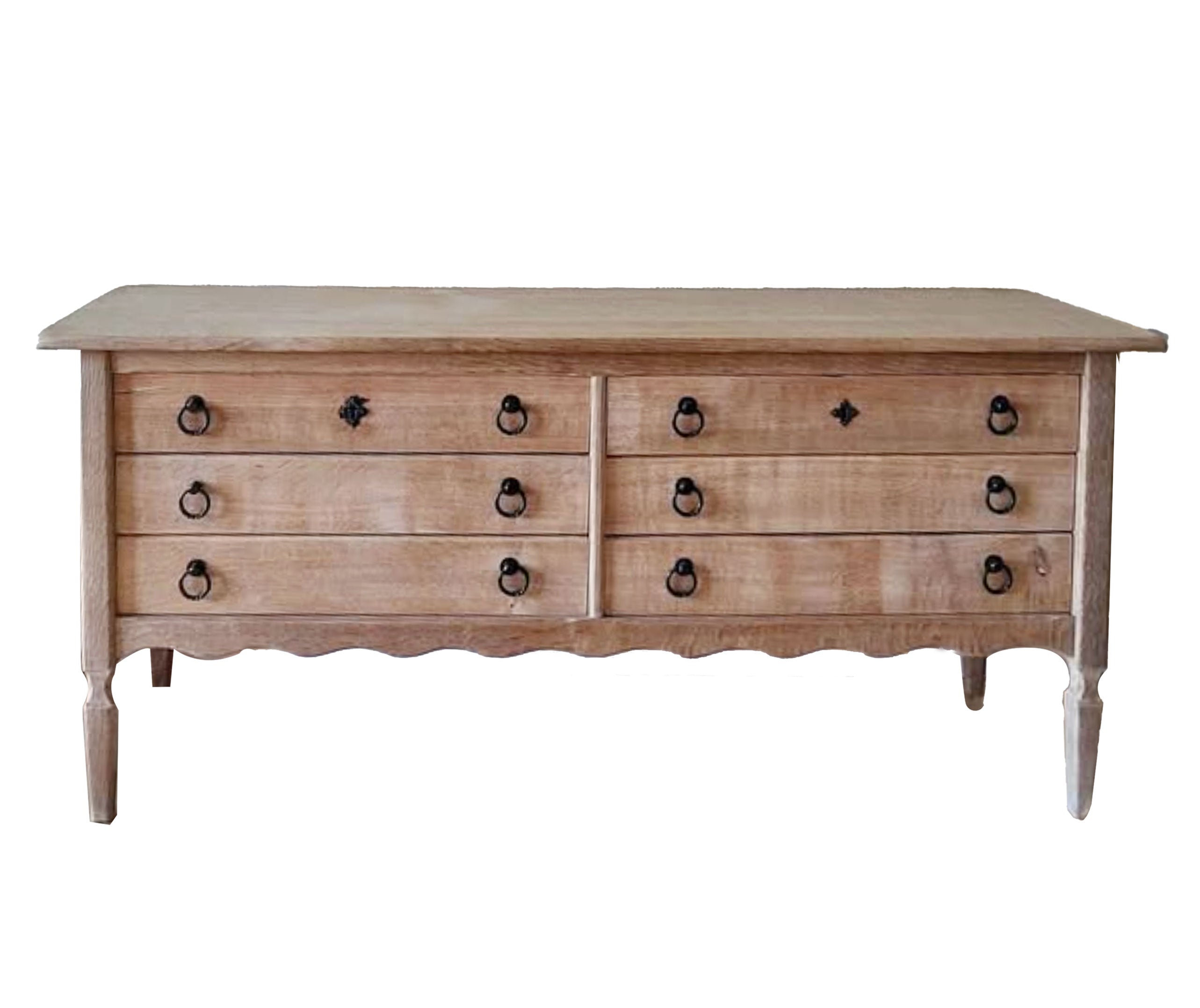 Oak Six-Drawer Chest in the Manner of Henning Kjærnulf, Denmark, 1960s