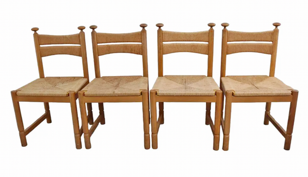 Asko Sisal Weave Chairs in Light Oak, Finland, 1960s