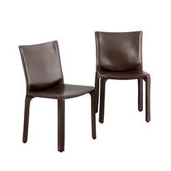 Cab Chairs In Brown Leather By Mario Bellini For Cassina, Italy