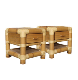 Bamboo & Rattan Bedside Tables France, 1980s.