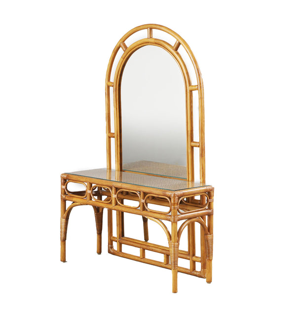 Bamboo Hall Table with Matching Mirror,Italian 1970;'s
