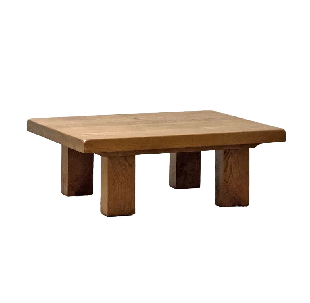 Brutalist Oak Coffee Table, France, 1960's
