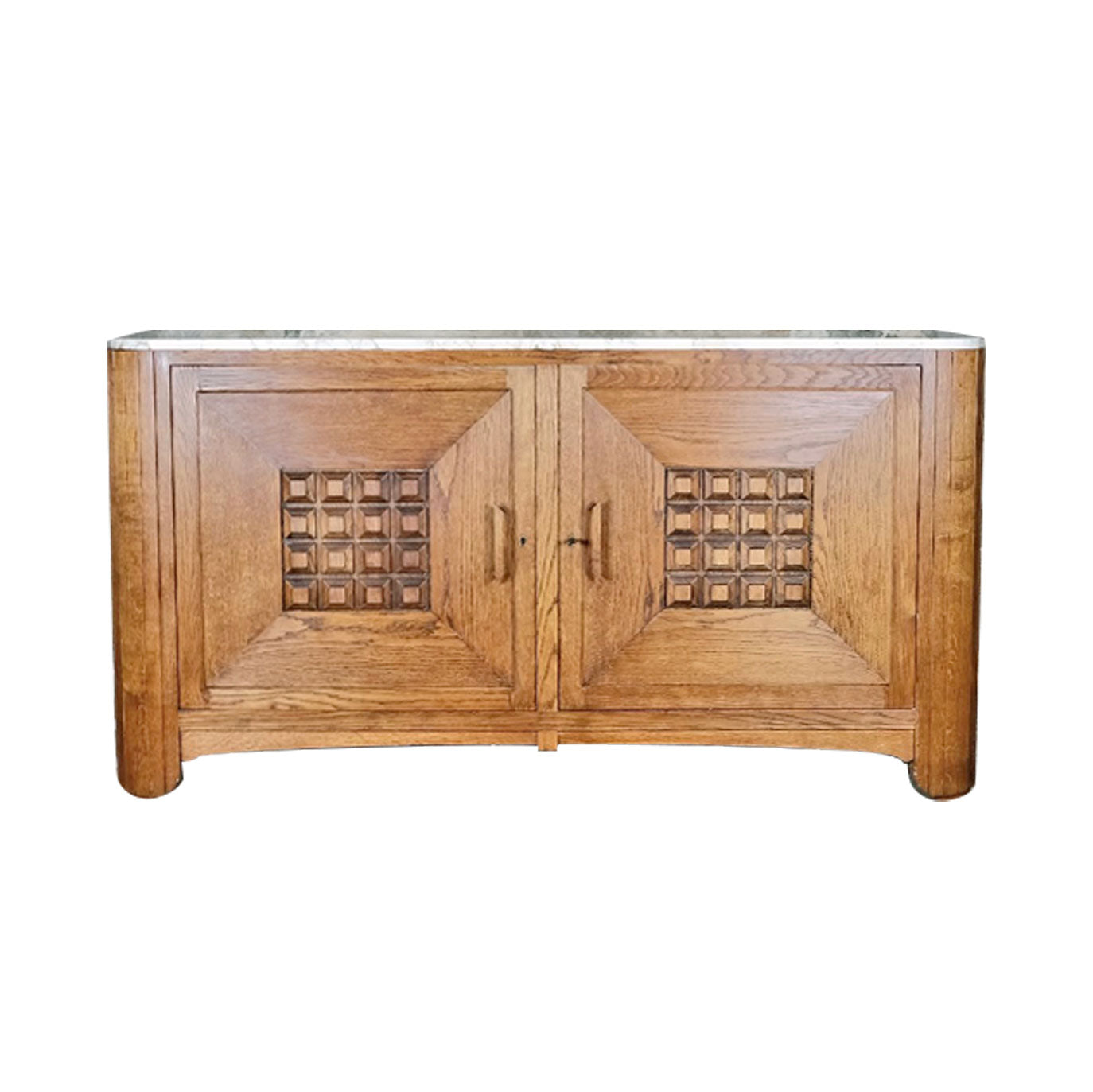 French Bespoke Oak Sideboard with Marble Top, c.1950's