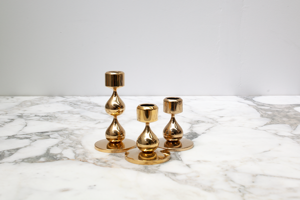 Rasmusen Gold plated Candle Holders, Danish