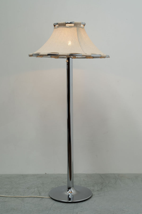 Chrome & Canvas Floor Lamp By Anna Ehrner For Ateljé Lyktan, 1970's