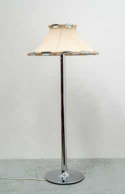 Chrome & Canvas Floor Lamp By Anna Ehrner For Ateljé Lyktan, 1970's